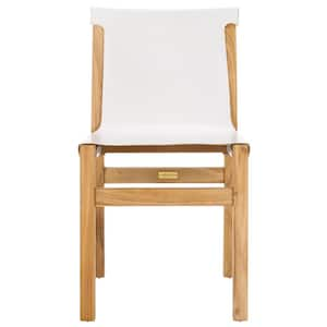 Arian White/Natural 18.9 in. Teak Dining Chair