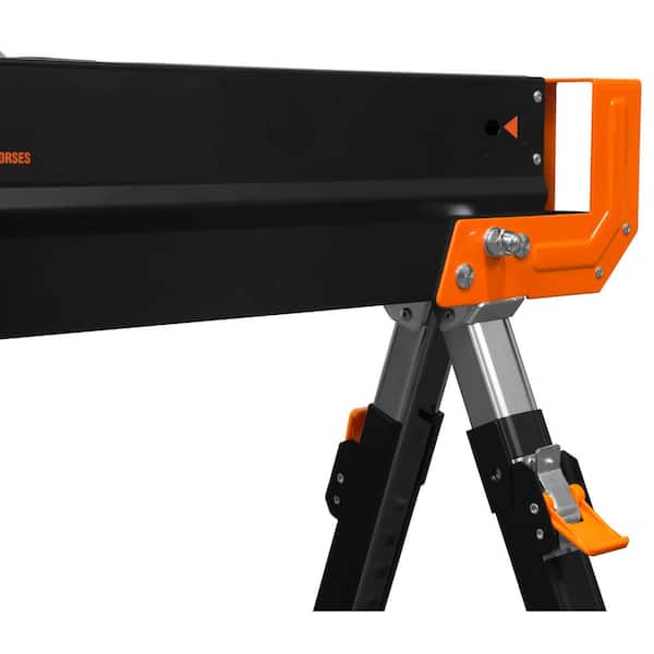 WEN 32 in. H 1300 lbs. Capacity Steel Adjustable Folding Sawhorse with 2 x  4 Support Arms (2-Pack) WA1302 - The Home Depot