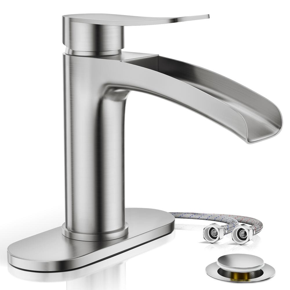 Brushed Nickel Single Handle Waterfall Bathroom Fauce