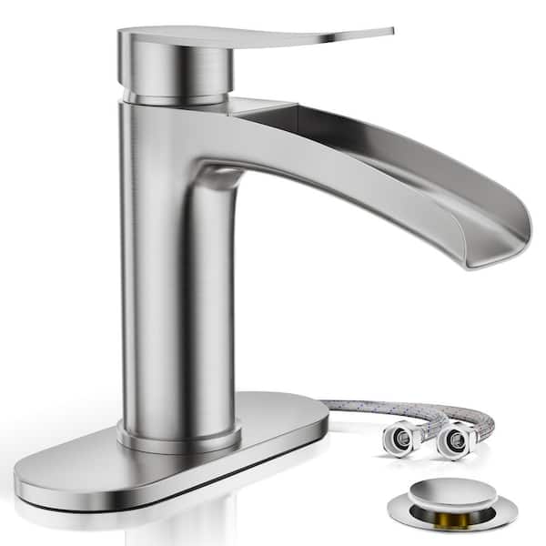 Unbranded Brushed Nickel Single Handle Waterfall Bathroom Fauce
