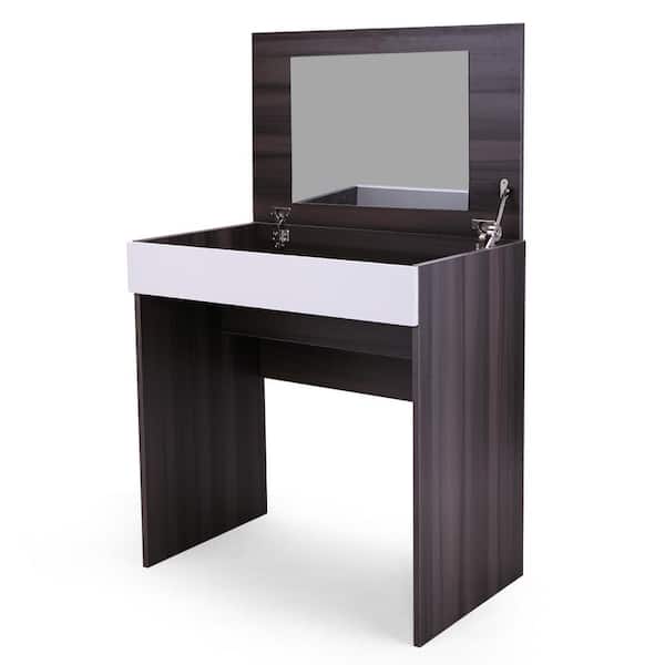 STICKON 0-Drawer Espresso Dresser with Flip up Mirror (30.7 in. x 29.8 in. x 18.7 in.)