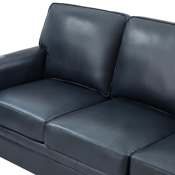 ARTFUL LIVING DESIGN Cristina 77.2 in. Wide Navy Leather Rectangle