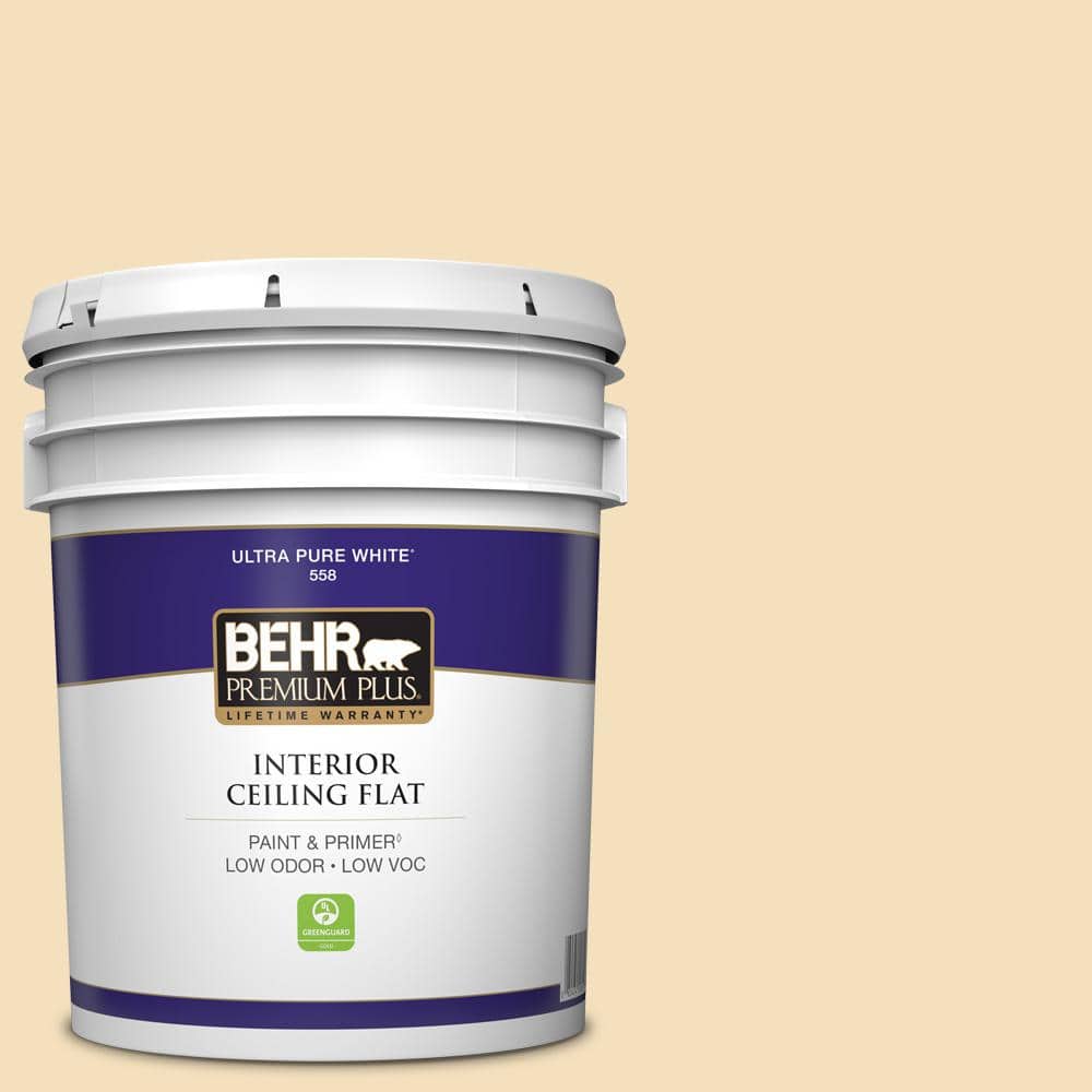 BEHR PREMIUM PLUS 5 gal. 320E2 Cracked Wheat Ceiling Flat Interior