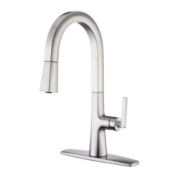 Ultra Faucets Ardua Single-Handle Pull-Down Sprayer Kitchen Faucet with Accessories in Rust and Spot Resist in Brushed Nickel
