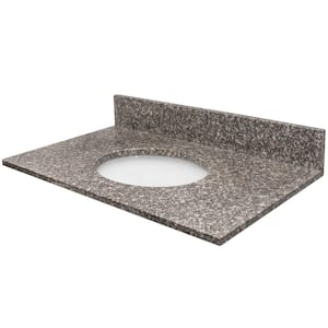 Vista 61 in. W x 22 in. D Granite Double Oval Basin Vanity Top in Beaumont with White Basin