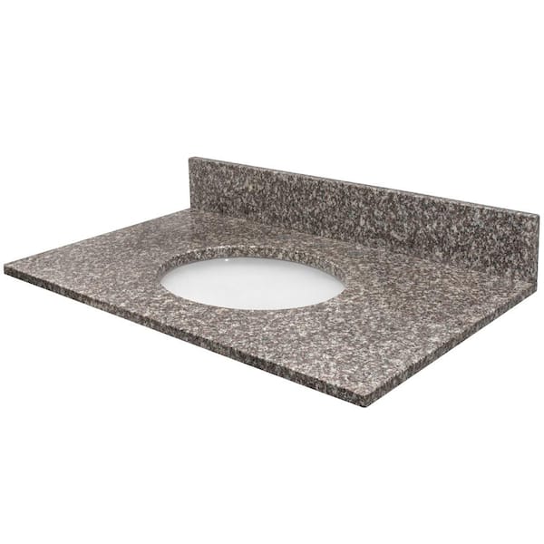 MarCraft Vista 61 in. W x 22 in. D Granite Double Oval Basin Vanity Top in Beaumont with White Basin