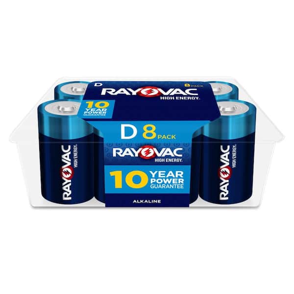 Rayovac High Energy D Batteries (8-Pack), D Cell Alkaline Batteries