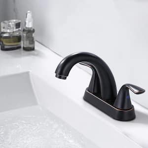 4 in. Centerset Double Handle Bathroom Faucet with Drain Kit Included in Oil Rubbed Bronze