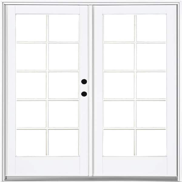 MP Doors 72 in. x 80 in. Fiberglass Smooth White Left-Hand Inswing Hinged Patio Door with 10-Lite SDL