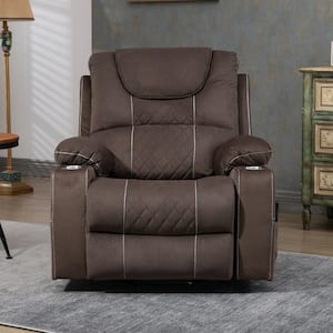 Oversized Coffee Brown Velvet Electric Recliner Chair Elderly Power Lift Chair with Massage and Heating, 400 lbs.