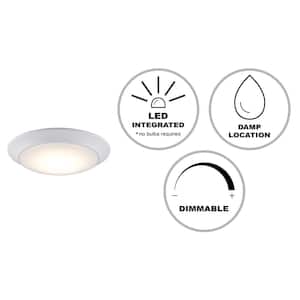 Vanowen 7.5 in. White Integrated LED Miniature Disk Flush Mount Ceiling Light Fixture with Acrylic Shade