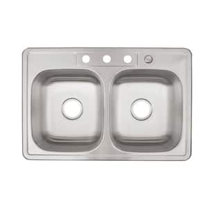 Strictly Kitchen and Bath 33 in. Drop-In Double Bowl 20-Gauge Stainless Steel Kitchen Sink