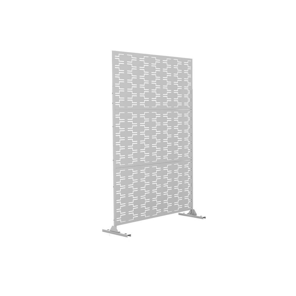 76in. x 47.2in. Patio Laser Cut Metal Privacy Screen in White, 3 panels