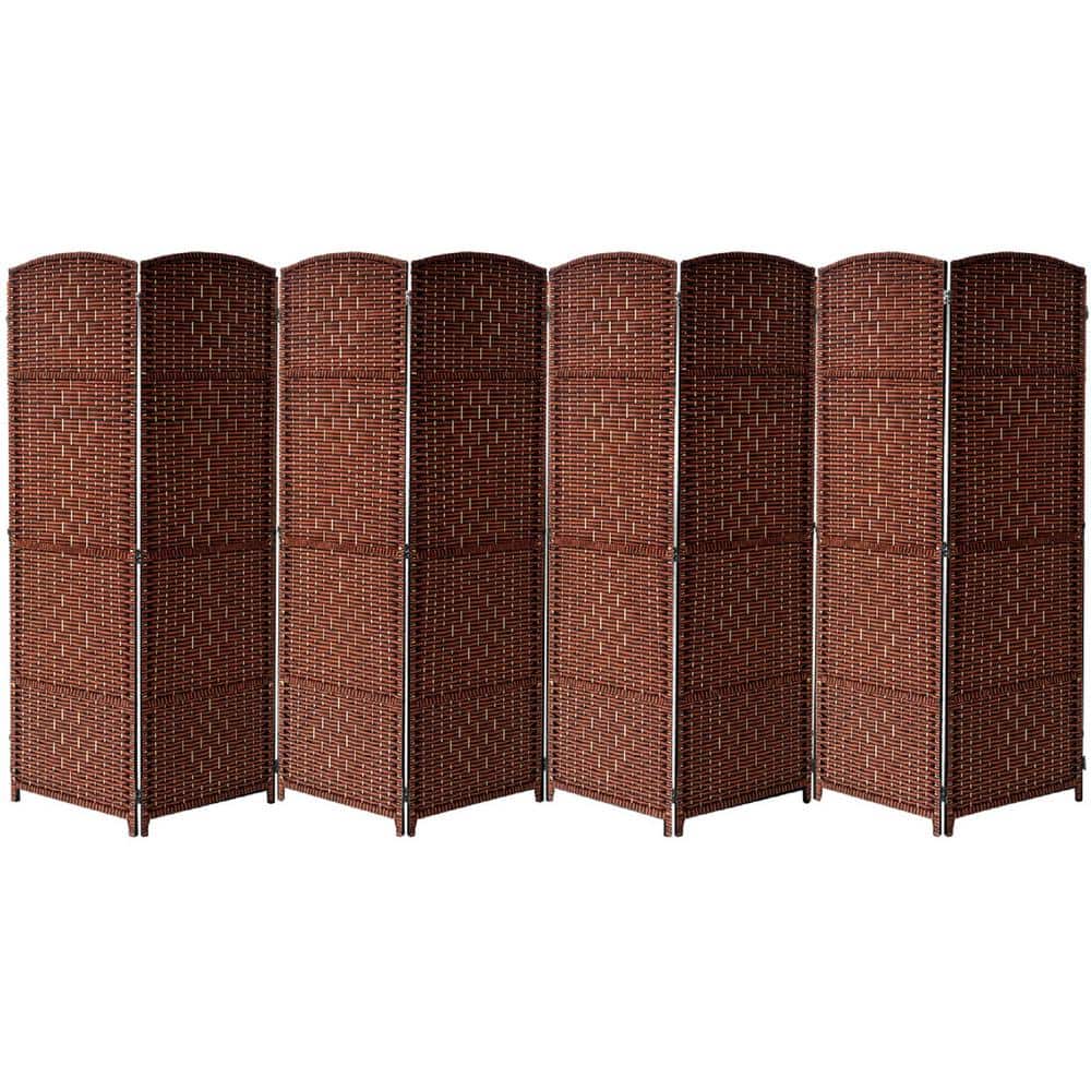 8-Panel Room Divider 6 ft. Tall, Double Hinged Privacy Screen Panels, Parti