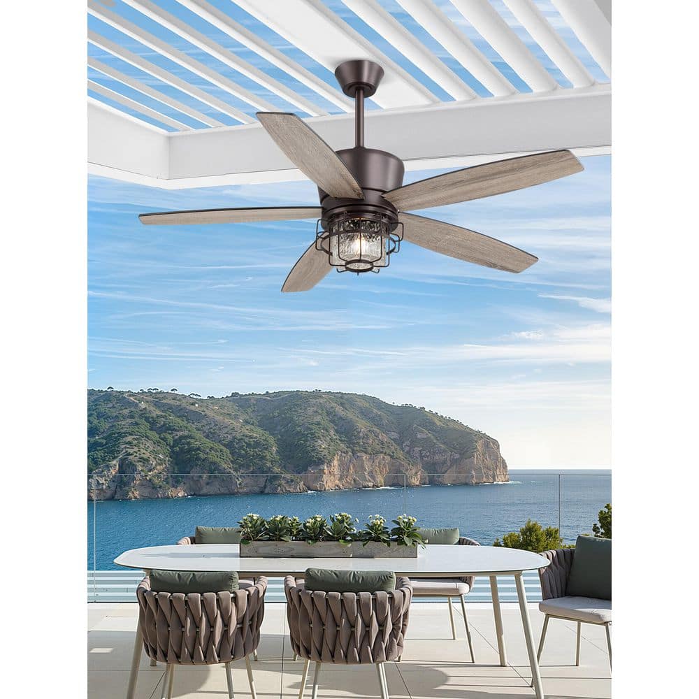⭐︎MW⭐︎ HINNIXY 52 in Outdoor Brown Waterproof Ceiling Fan with Lights and