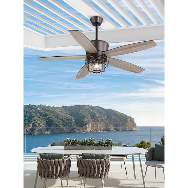 52 in Outdoor Brown Waterproof Ceiling Fan with Lights and Remote Control, 6-Speeds, 3-CCT, Downrod Mmount/Angled Mount