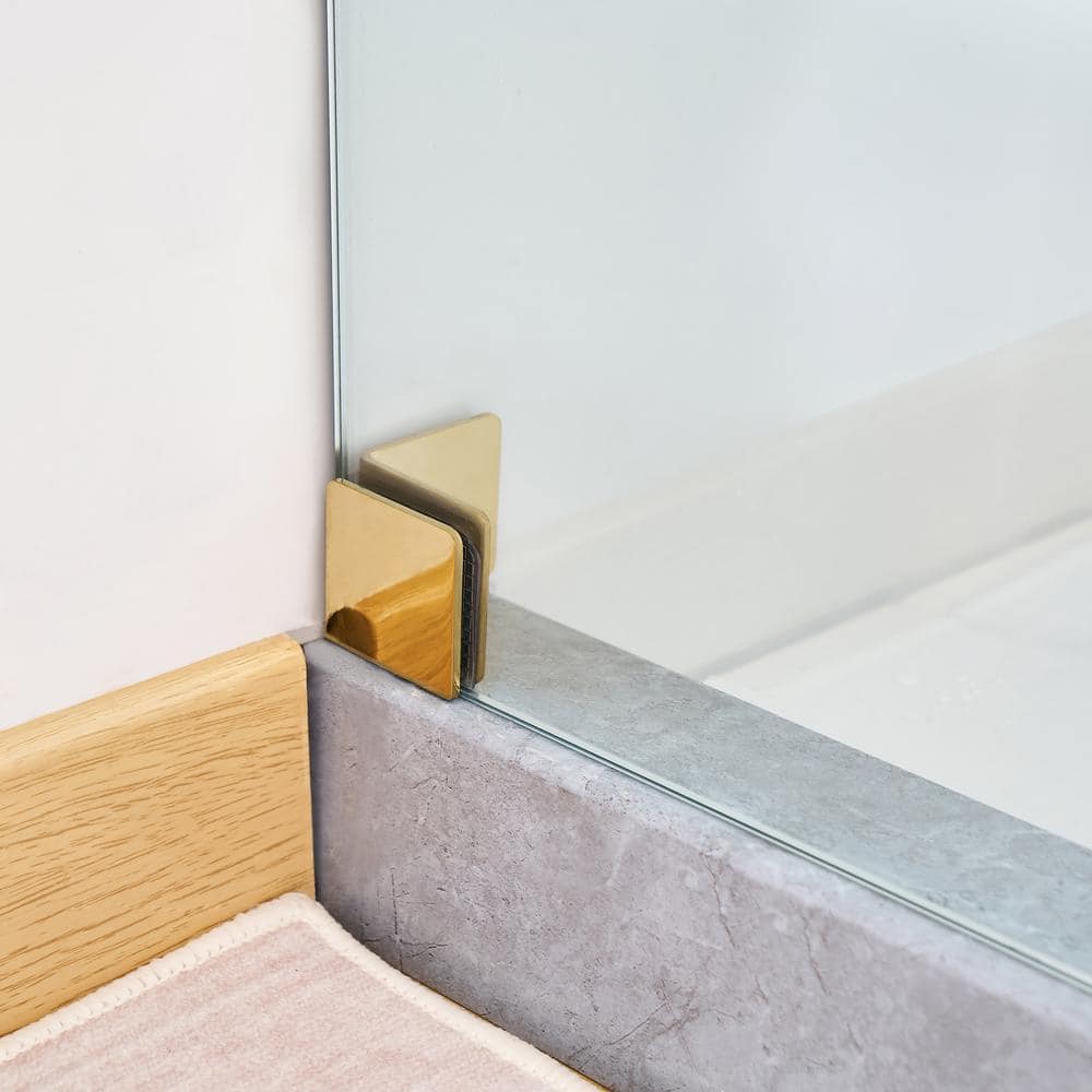 76 in. H x 60 in. W Frameless Sliding Shower Door with Titanium Gold Finish