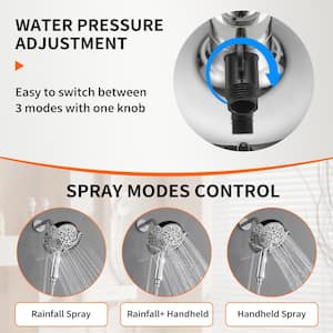 9-Spray Wall Mount Dual Shower Head and Handheld Shower Head Shower Faucet 1.8 GPM in Polished Chrome