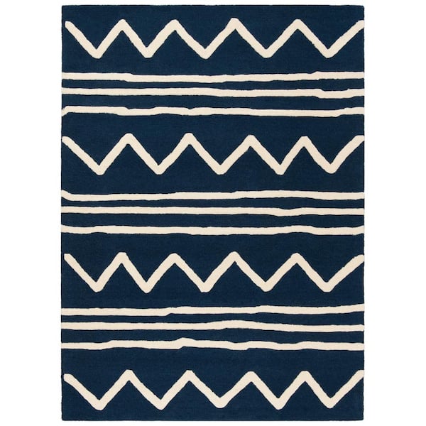 Kids Navy/Ivory 6 ft. x 9 ft. Geometric Area Rug