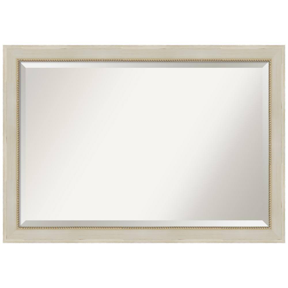 Silver Rectangular Wood Bathroom Vanity Mirror