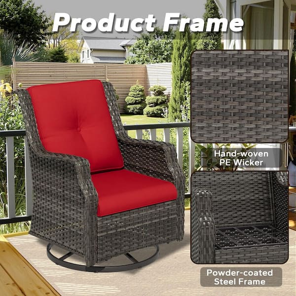 JOYSIDE Wicker Patio Outdoor Lounge Chair Swivel Rocking
