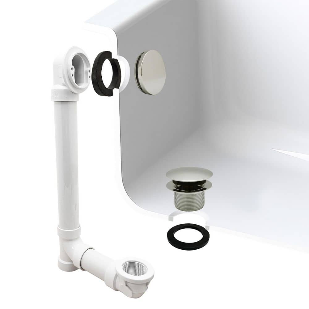 12 in. & 4 in. Bath Waste & Overflow with Tip-Toe Drain Plug and Illusionary Faceplate - Sch. 40 PVC, Polished Nickel price history on PriceWatchPro