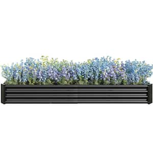 Large 92 in. L Black Metal Rectangular Outdoor Raised Garden Bed Vegetables Flowers Planter Bed (1-Pack)