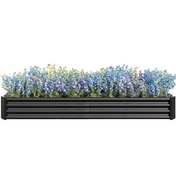 ToolCat Large 92 in. L Black Metal Rectangular Outdoor Raised Garden Bed Vegetables Flowers Planter Bed (1-Pack)