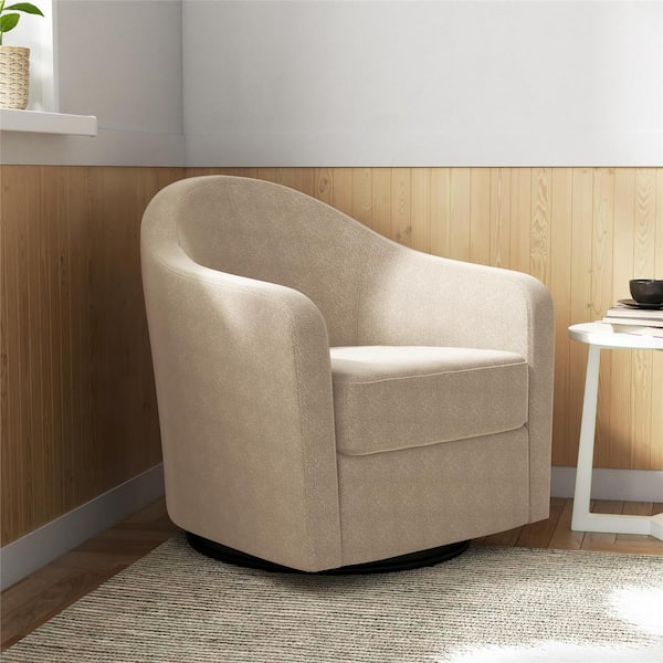 DHP Gentle Curved Swivel Accent Chair Taupe Boucle 8035289LS