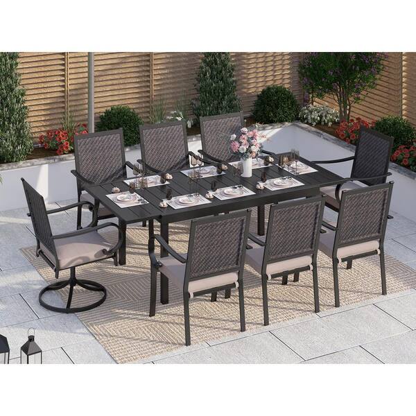 9 piece outdoor dining online set with umbrella hole