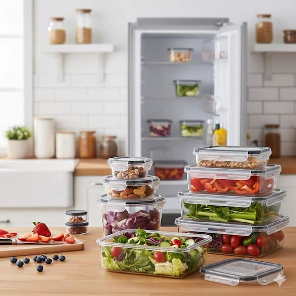 Airtight Food Storage Containers Set with Lids 60-Pieces Leakproof Plastic Kitchen Organizer Microwave Safe Reusable