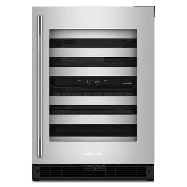 Dual Zone 46-Wine Bottles Wine Cooler in Black Cabinet with Stainless Doors