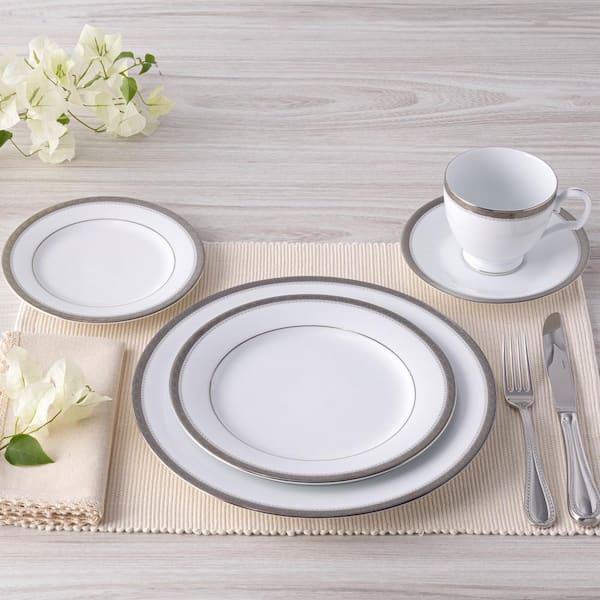 Noritake Charlotta Platinum 60-Piece (Platinum) Porcelain
