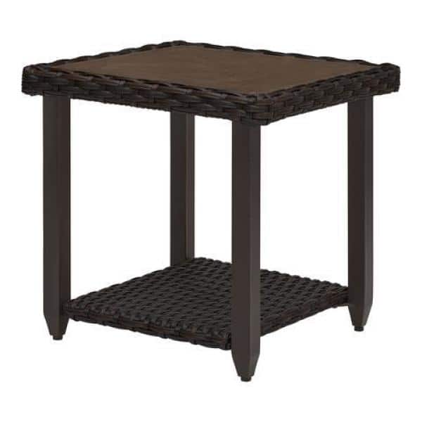 Home Decorators Collection Hampton Chase Aluminum Wicker Outdoor Side Table