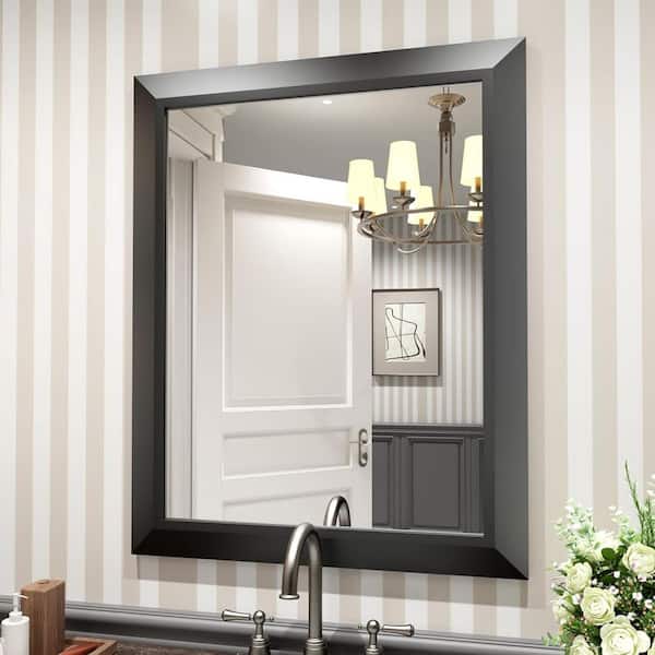 GODCHAR 16 in. W x 20 in. H Rectangular Diamond Shape Aluminum Alloy Frame and Tempered Glass Wall Mirror in Matte Black