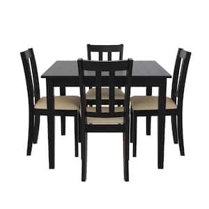 Ranya 5-Piece Black/Beige Traditional Wood Grain Countertop Dining Set