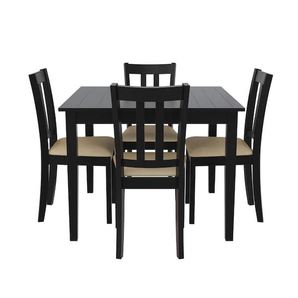 Dorel Living Ranya 5-Piece Black/Beige Traditional Wood Grain Countertop Dining Set