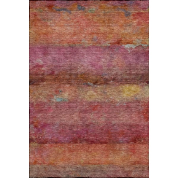 Mayfield Premium Machine Washable Abstract AMF2311 Pink 5 ft. x 7 ft. 6 in. Area Rug