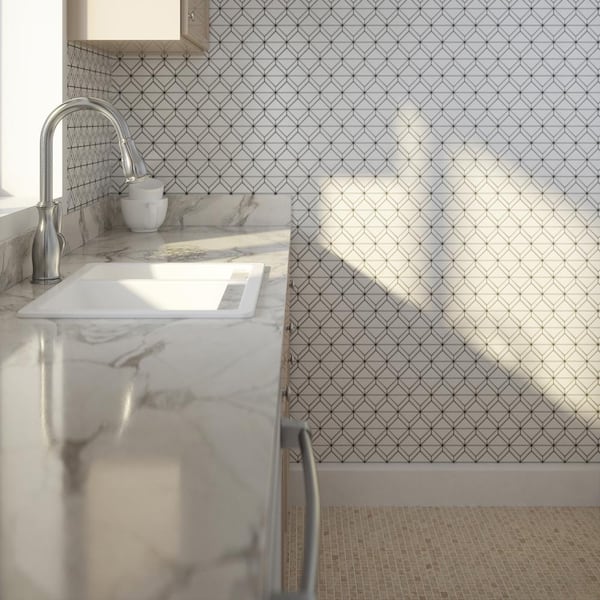 Marquee Star White 12.625 in. x 11.5 in. Triangle Polished Marble Wall and Floor Mosaic Tile (15 sq. ft. /Case)