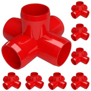 3/4 in. Furniture Grade PVC 5-Way Cross in Red (8-Pack)