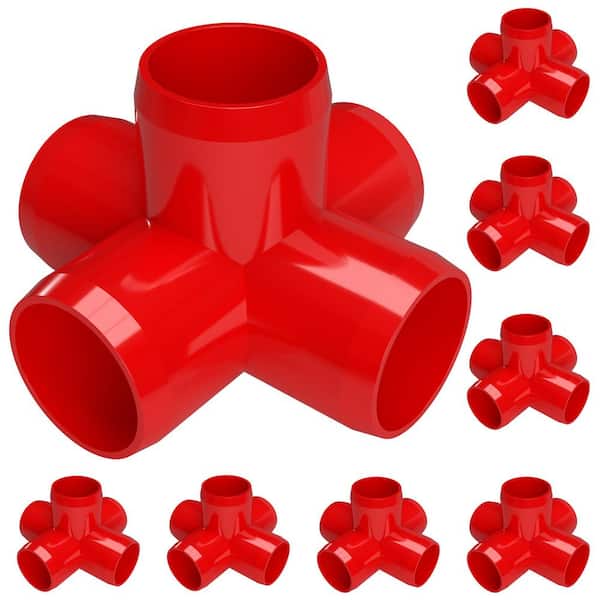 Formufit 3/4 in. Furniture Grade PVC 5-Way Cross in Red (8-Pack)