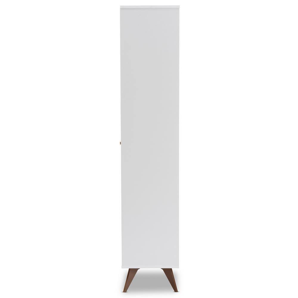 Serafino White and Walnut Mid-Century Modern Wine Cabinet