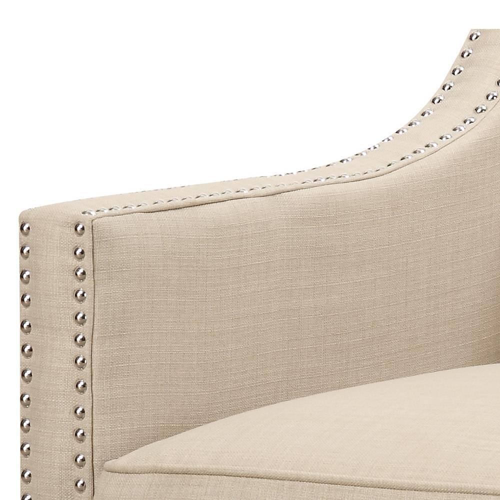 Transitional Emery Accent Chair in Cream with Metal Stud Trim