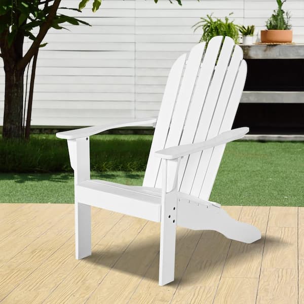 Gtnali White Outdoor Acacia Wood Adirondack Chair 350 lbs. Solid