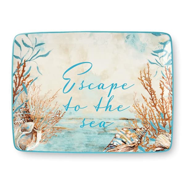 Escape to the Sea 12 in. Multi-Colored Ceramic Platter