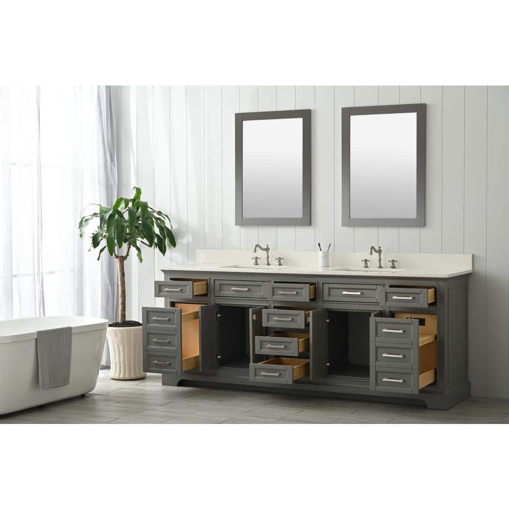 Milano 84" Gray Birch Double Vanity with Quartz Top