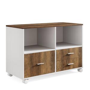 Atencio 3-Drawer Brown and White Engineered Wood 39.3 in. W Lateral File Cabinet