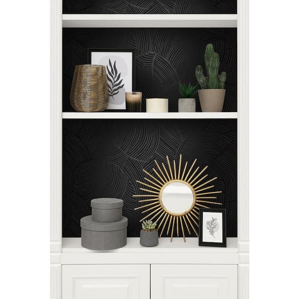 57.5 sq. ft. Metallic Black Ice Symphony Geometric Unpasted Nonwoven Paper Wallpaper Roll