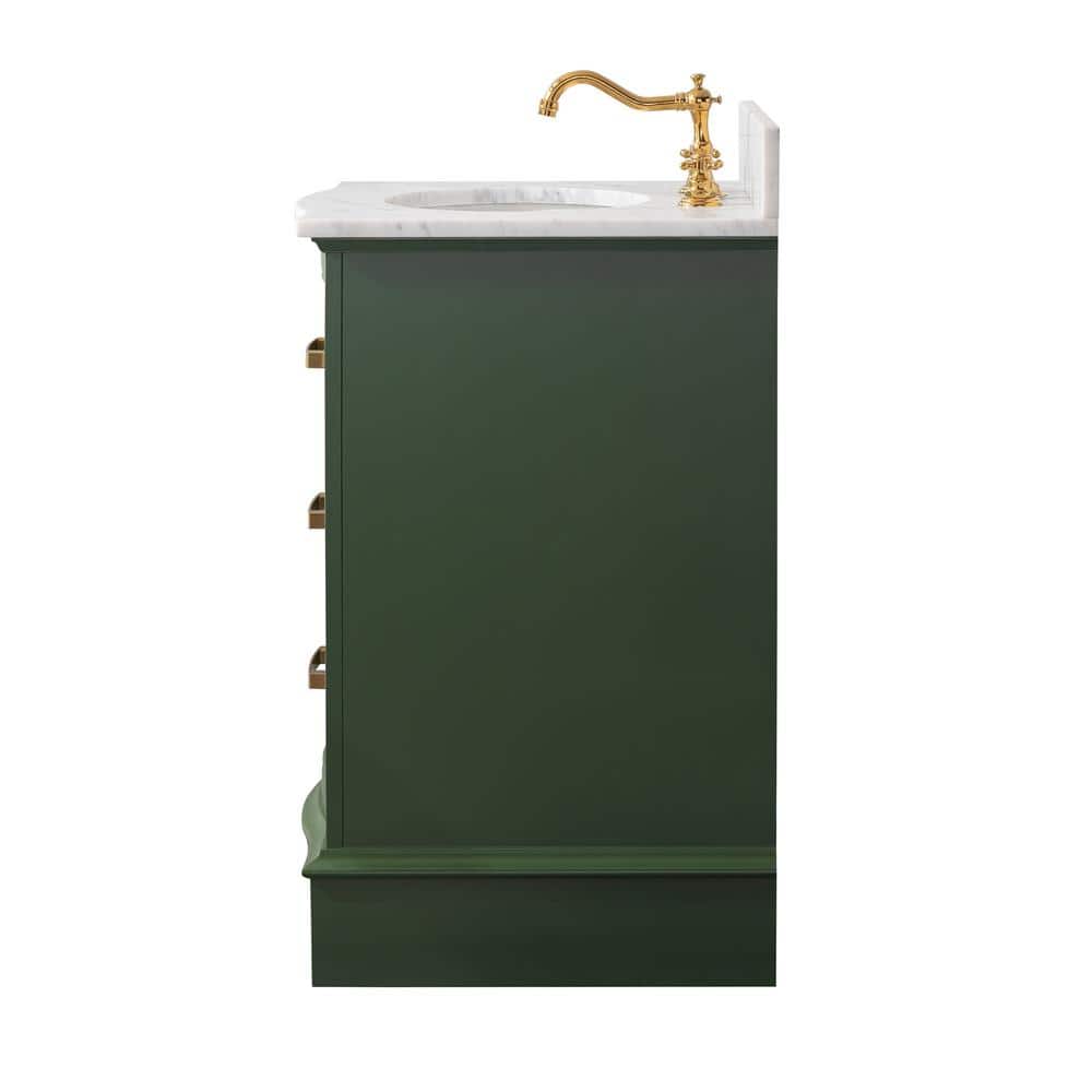 Evergreen Solid Wood Single Vanity with Marble Top
