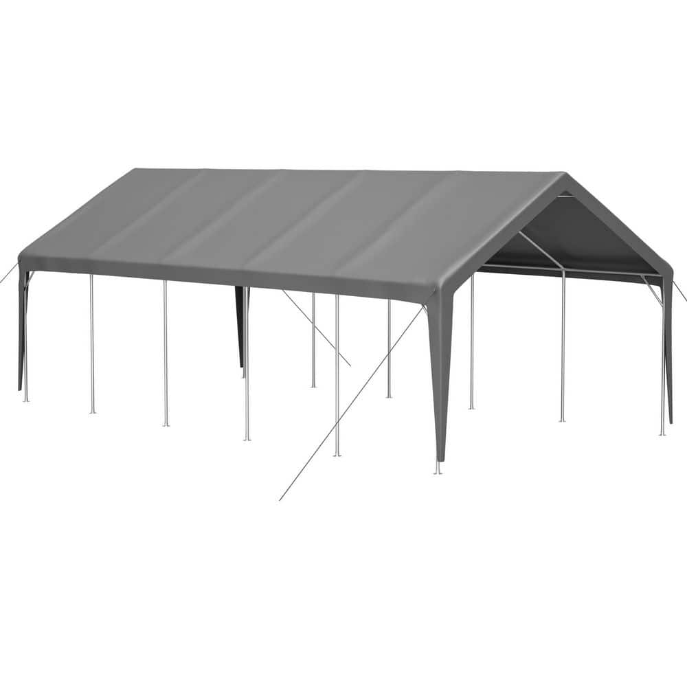 13 ft. W x 26 ft. D x 10 ft. H Gray Roof Heavy-Duty Polyethylene Portable Carport with Roll-Up Doors price history on PriceWatchPro